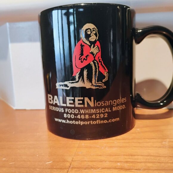 Baleen Los Angeles Black Ceramic Monkey Mug Hotel Protofino - Picture 2 of 6